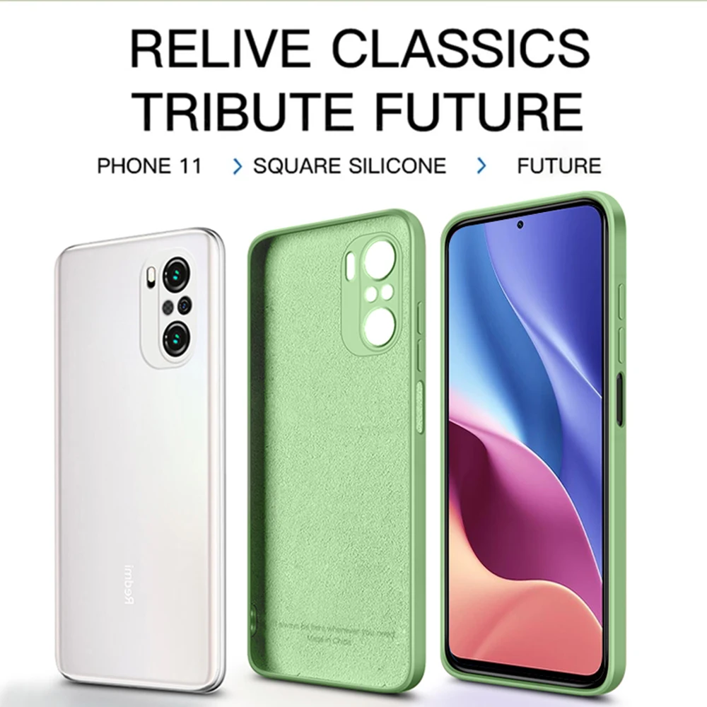 2021 original square liquid silicon case for xiaomi poco f3 pro gt 5g camera lens protective soft phone back cover pocof3 f3pro free global shipping