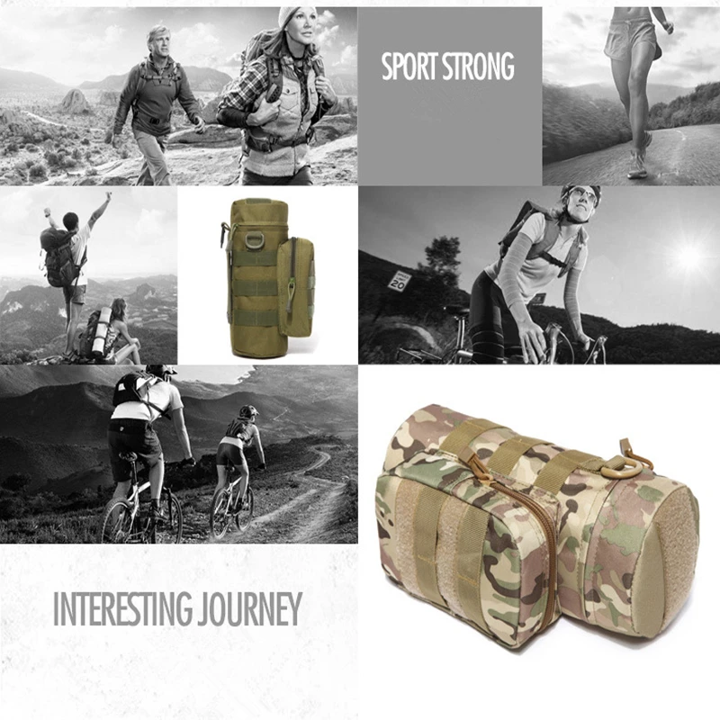 Насос-фляжка для воды "Outdoor Water Bottle Pouch Military Tactical Molle Kettle Case Waist Bag Multifunction Pockets EDC Gear Camping Hiking Riding on"