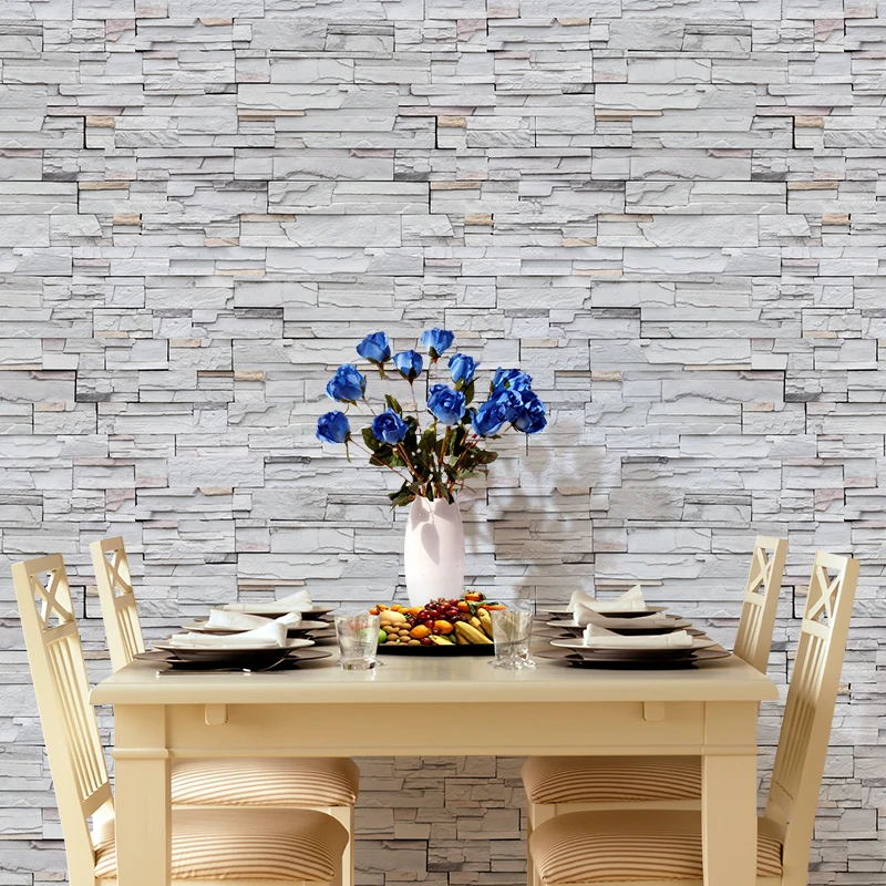 

SA-1029 Home Decor 3D PVC Wood Grain Wall Stickers Paper Brick Stone Rustic Effect Self-Adhesive Wallpaper Room