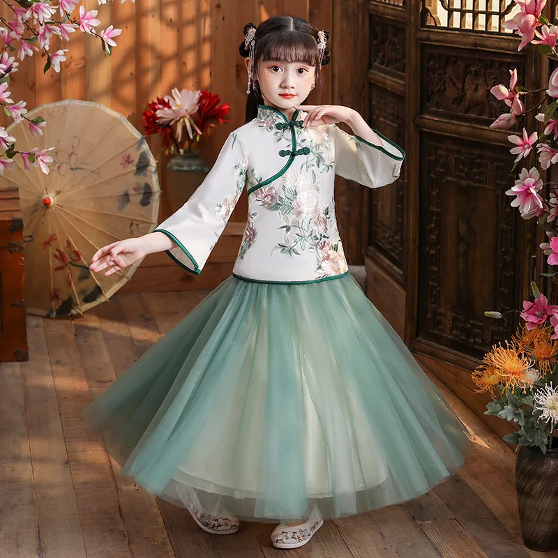 

Детский костюм для косплея Тан в китайском стиле, традиционный китайский сказочный костюм для девочек, новогодний наряд для девочки Hanfu