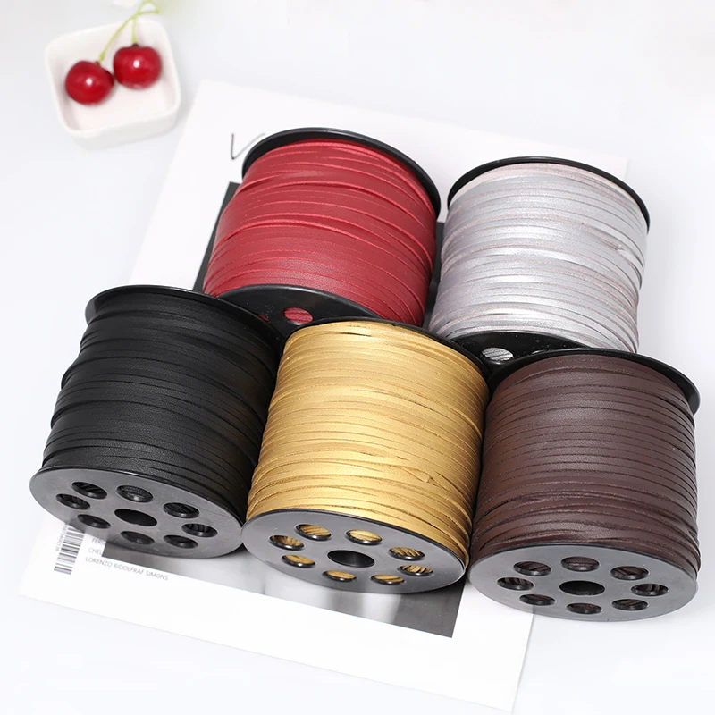 

2.6MM 5yards Suede Braided Cord Belt Single Face PU Leather Korean Velvet Leather for Jewelry Making Diy Handmade Bracelet