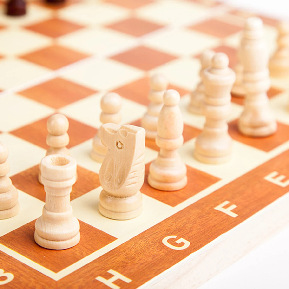 

30 X 30cm Natural Wooden International Chess Set Portable Travel Folding Board Chessmen Game Great For Traveling In Plane Train