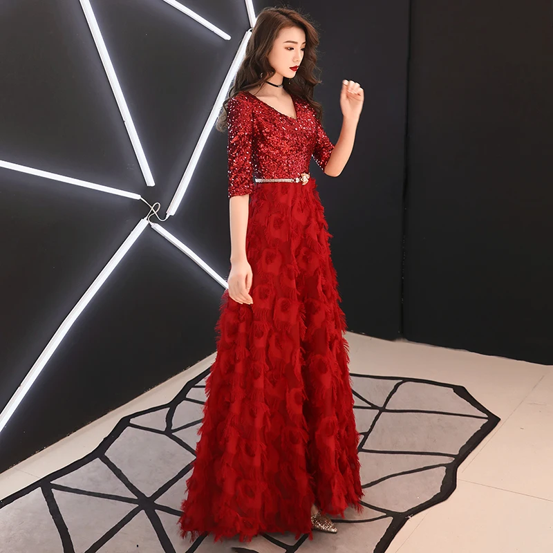 Wei yin AE0214 Robe De Soiree 2020 Новые Элегантные трапециевидные кружевные Длинные вечерние