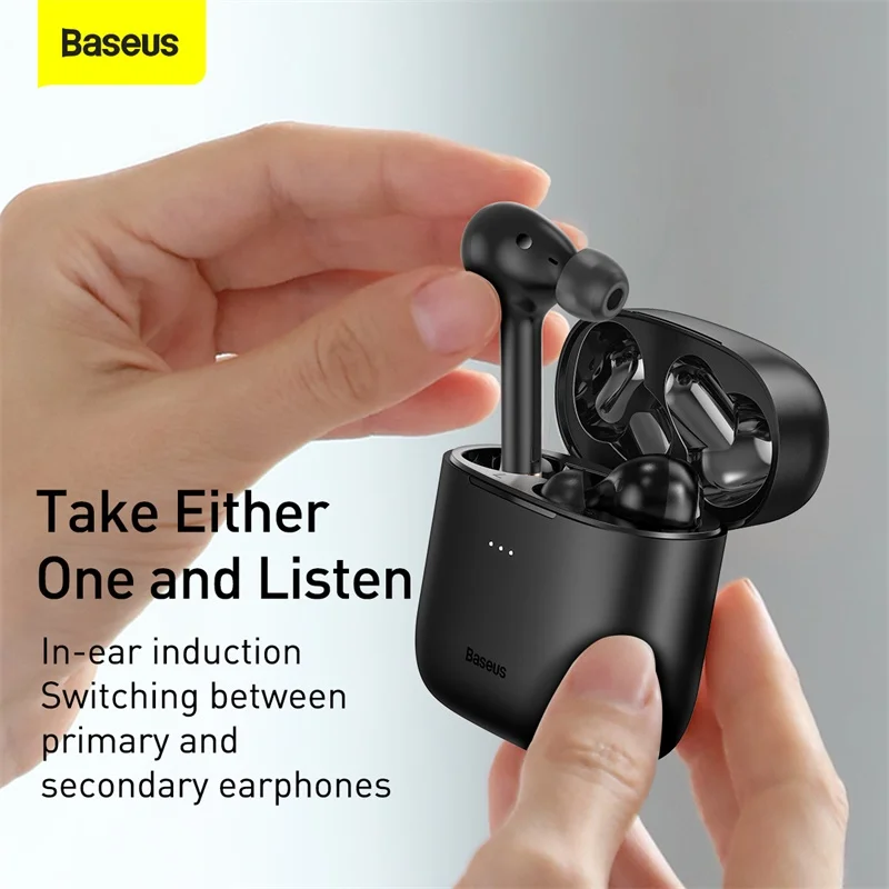 

Baseus W06 TWS Bluetooth Headphones Wireless 5.0 Earphones IP55 Waterproof HD Stereo Earbuds Support Qi Wireless Charging