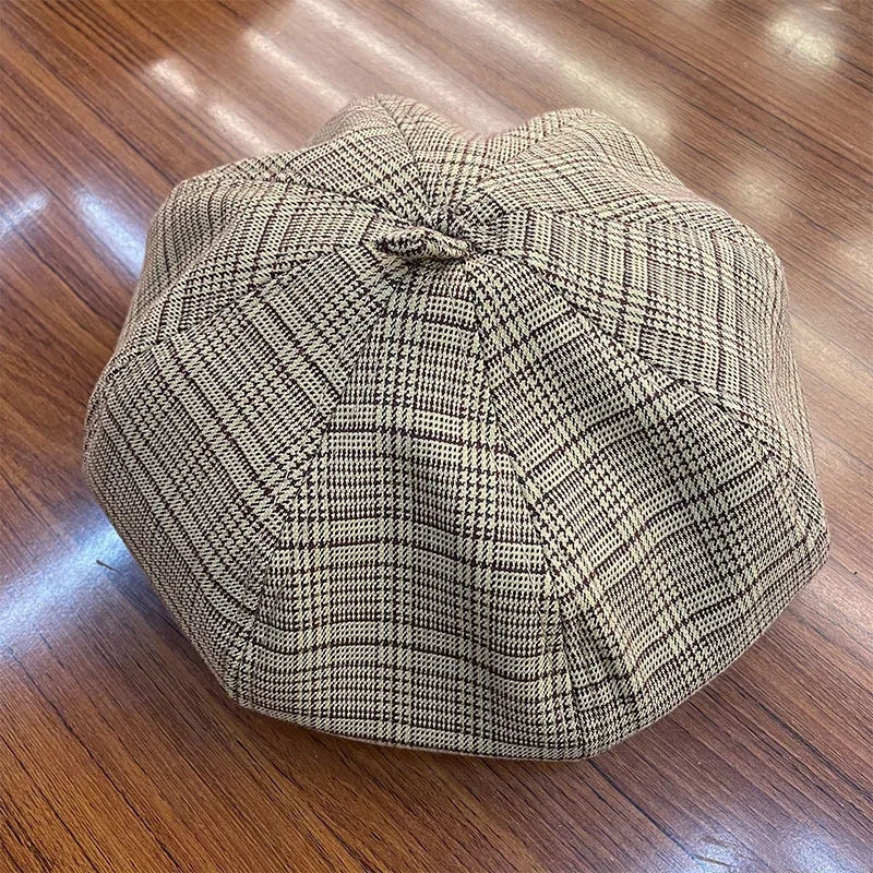 202103-MOH NEW British Style PLAID street beret hat men women Leisure painter hat
