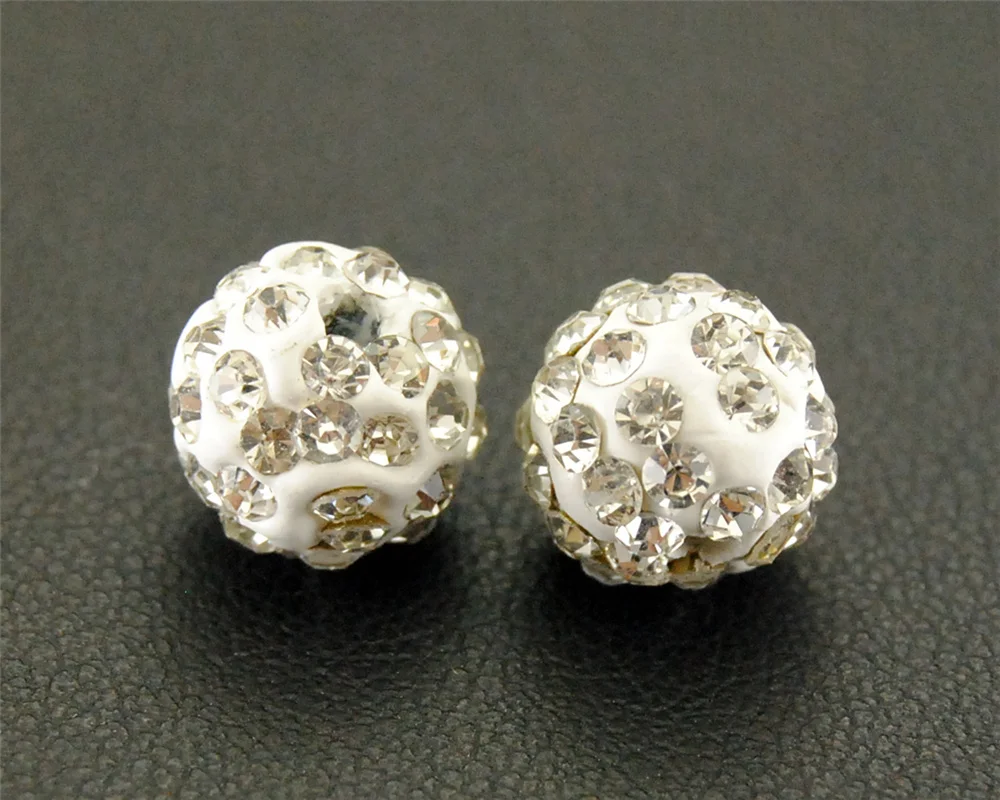 

50pcs 8mm Polymer Clay with colorful Rhinestone Crystal Ball Beads B08