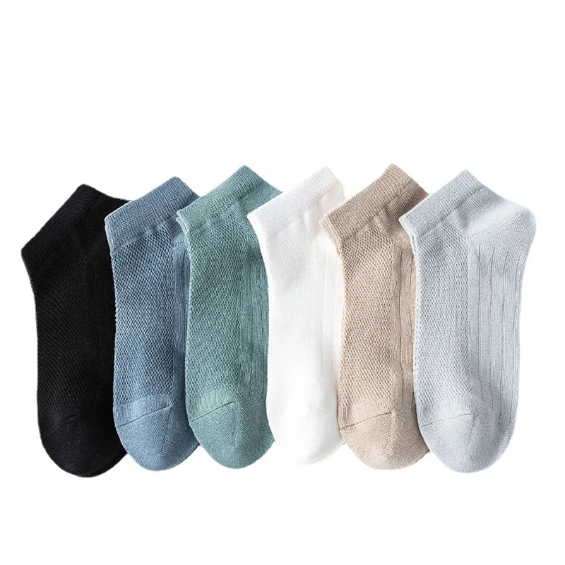 

New 6Pairs/lot Men Boat Socks Cotton Summer Business Mesh Breathable Male Sock Meias Man Big Size EU38-45 High Quality
