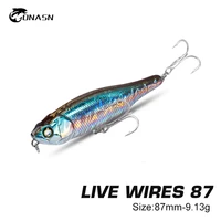 onasn live wires 87mm floating fishing lures surface topwater pencil walk the dog hard baits saltwater fishing wobblers for bass