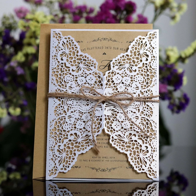 50 шт. Западного ковбоя лазерная резка свадебные приглашения карты с Бесплатная