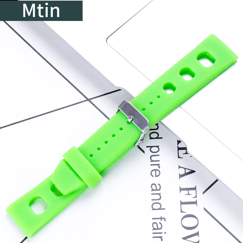 20mm Silicone Strap Pin Buckle Watch Accessories for Casio Tissot Seiko Outdoor Sports Diving Wristband Watch Chain tools
