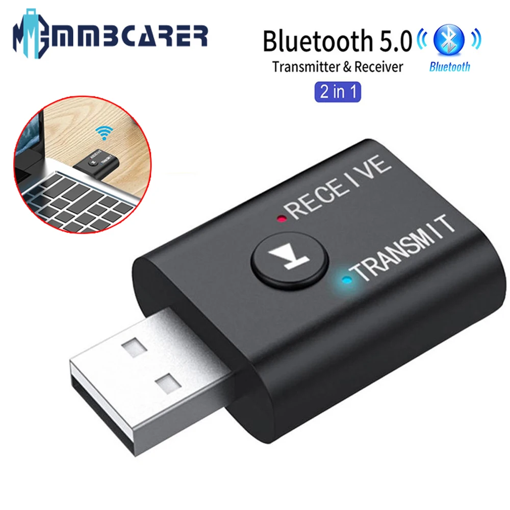 2 в 1 USB беспроводной Bluetooth адаптер 5 0 передатчик для компьютера телевизора
