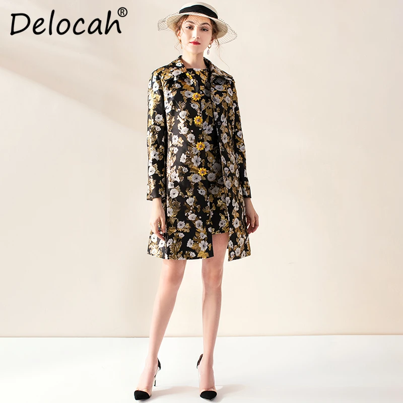 Delocah 2019 Осеннее Женское пальто подиумное модное дизайнерское с длинным рукавом