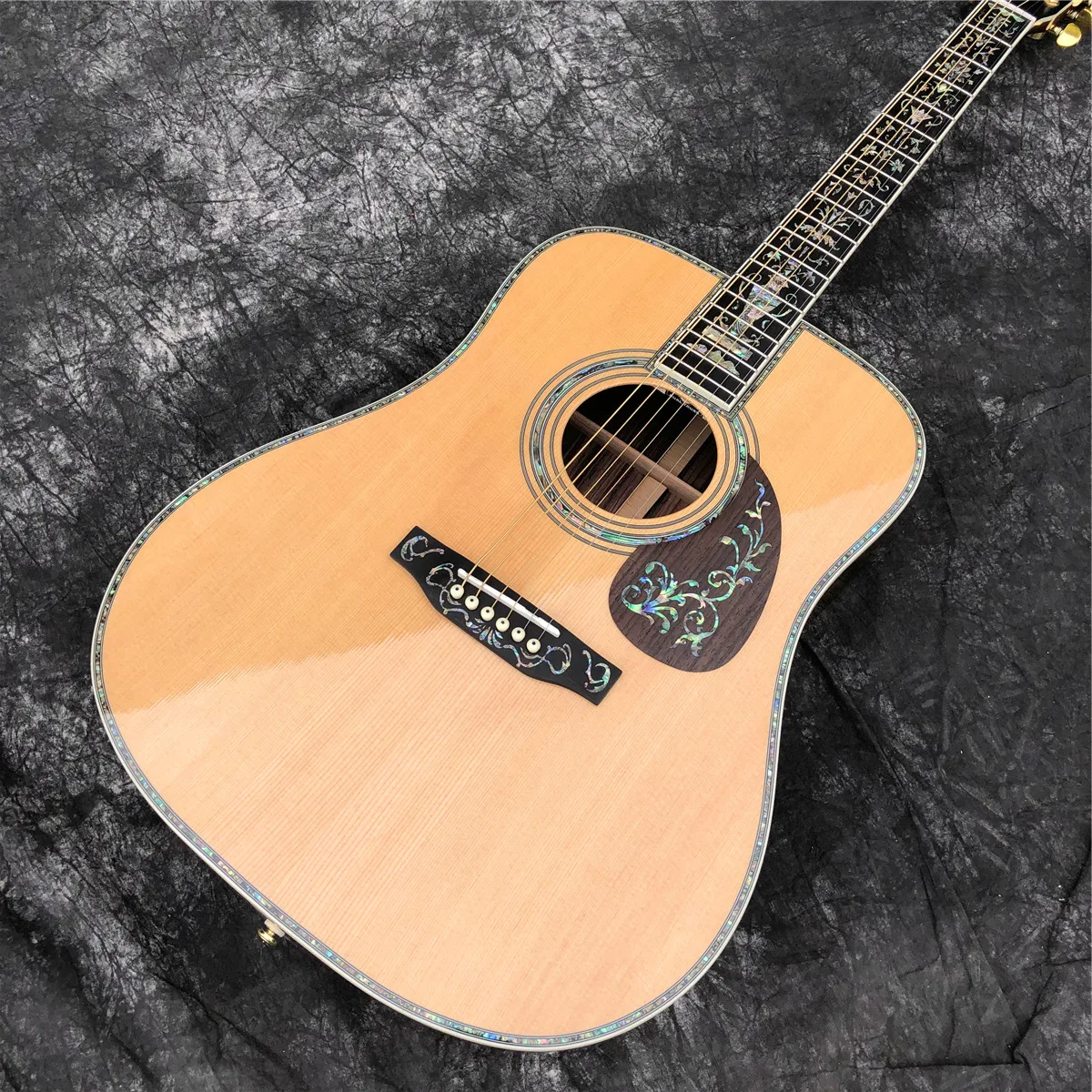 

Abalone Ebony 41 " Solid Spruce Top Acoustic Guitar,Rosewood Back and Sides Guitarra,Free Shipping,Real Photos