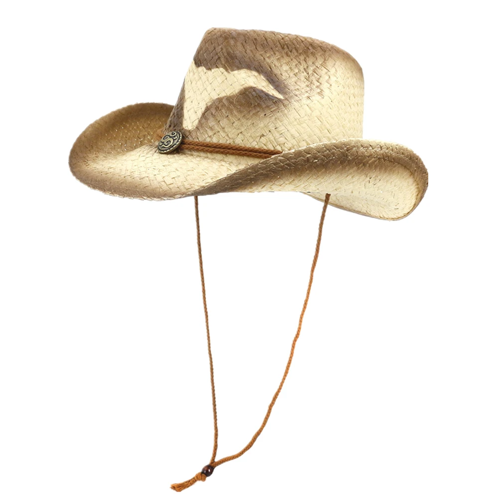 

BUTTERMERE Western Cowboy Hat Straw Summer Hats for Women Men Sombrero Beach Travel Outdoor Unisex Sun Hat