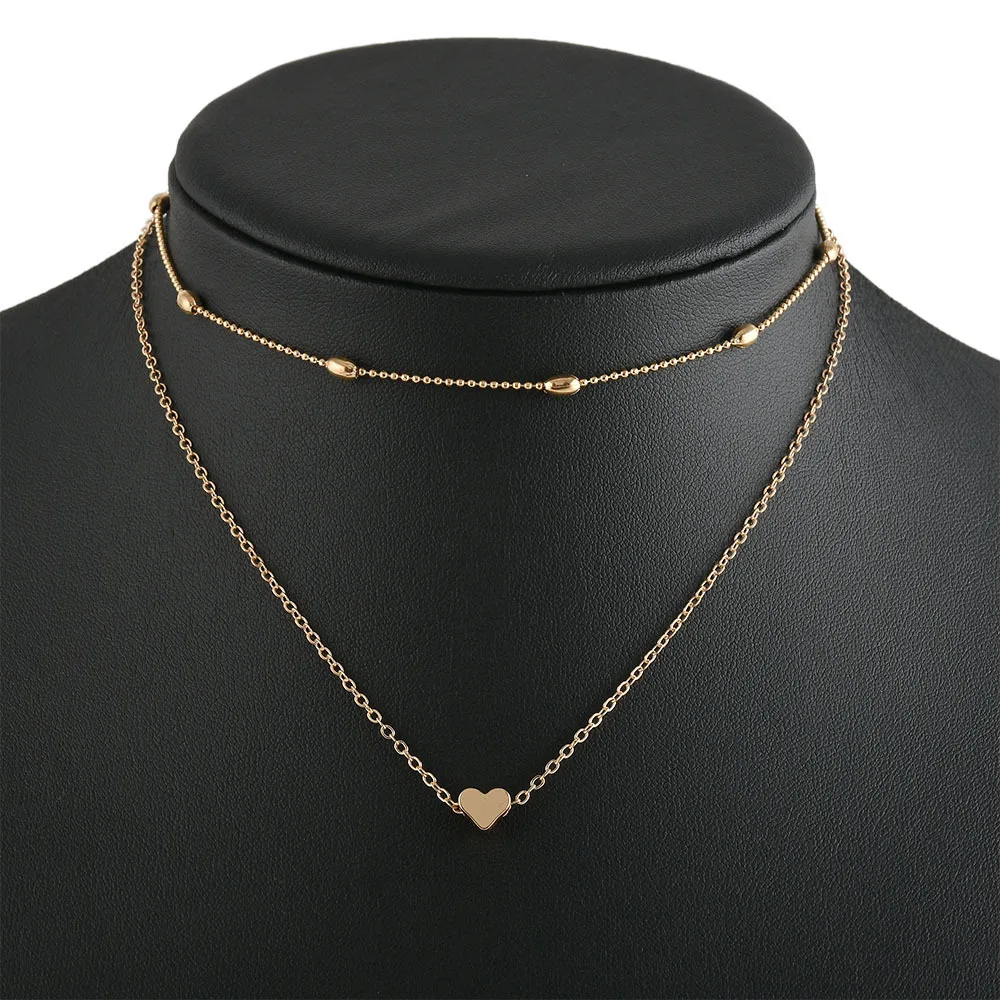 

Fashion Double Layers Little Heart Charm Necklace