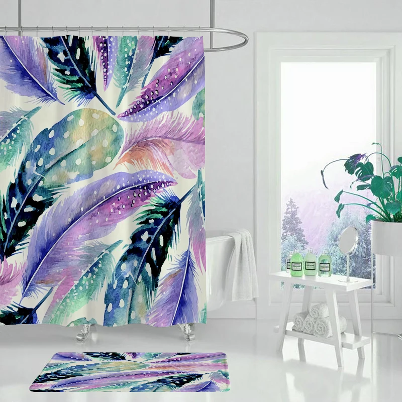 Занавеска для душа Monstera из тропического леса с зелеными растениями листьями