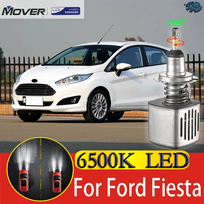 Светодиодные лампы для автомобильных фар SAMSUNG для Ford Fiesta, Светодиодные Автомобильные фары 6500K с белым светом, автомобильные фары 2X
