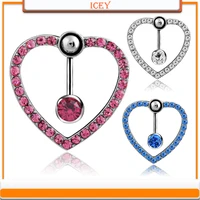 1pc diamond belly ring alloy navel stud plating belly navel jewelry love belly button ring navel piercing belly body jewelry