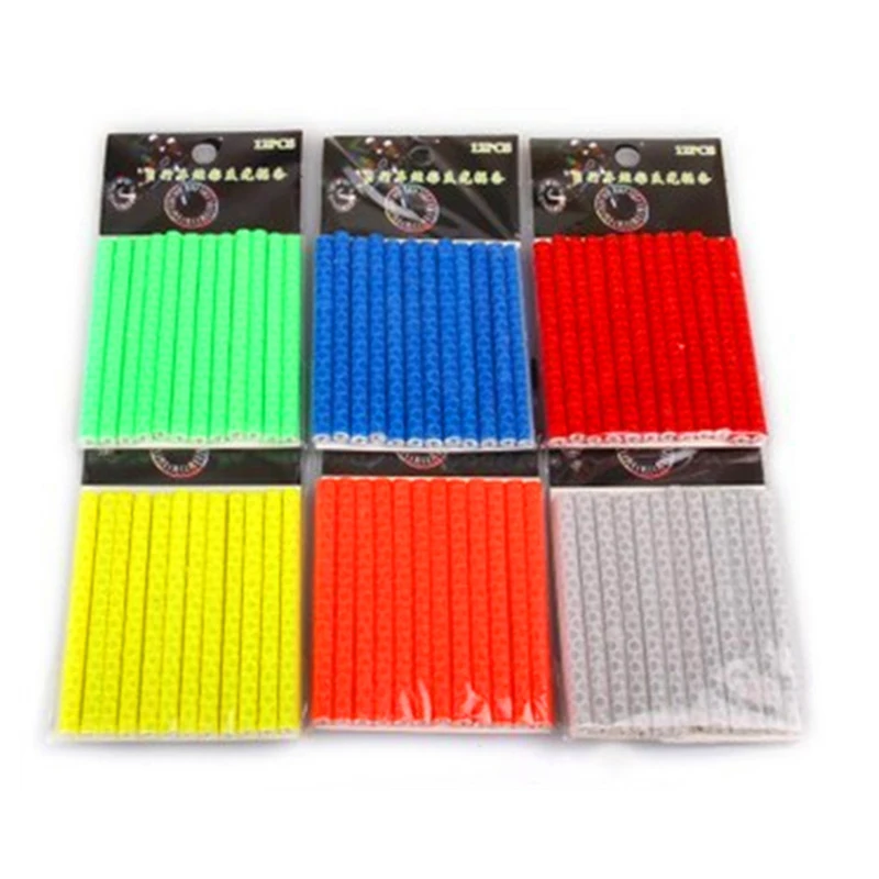 

12PCS Bicycle Spoke Light Reflective Stickers Bike Parts Wheel Spokes Tubes Strip DIY Cycling ABS Reflector Safety Warning Lamp