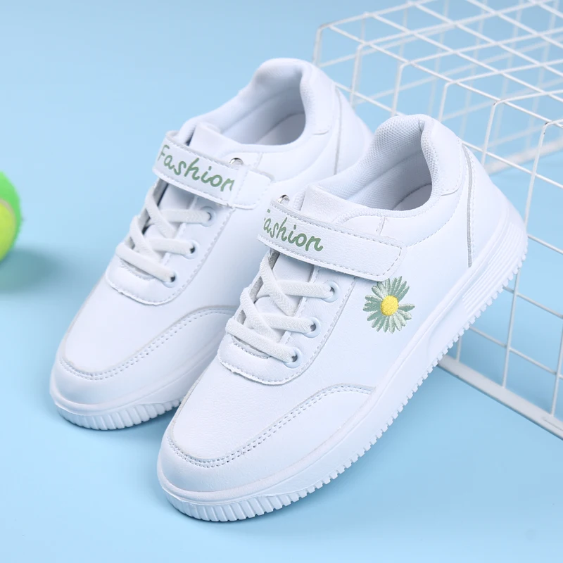 

2021 New Children Shoes Sweet Fashion White Shoes Comfortable Wear-Resisting Casual Sneakers Hook Loop Skateboarding Sneakers