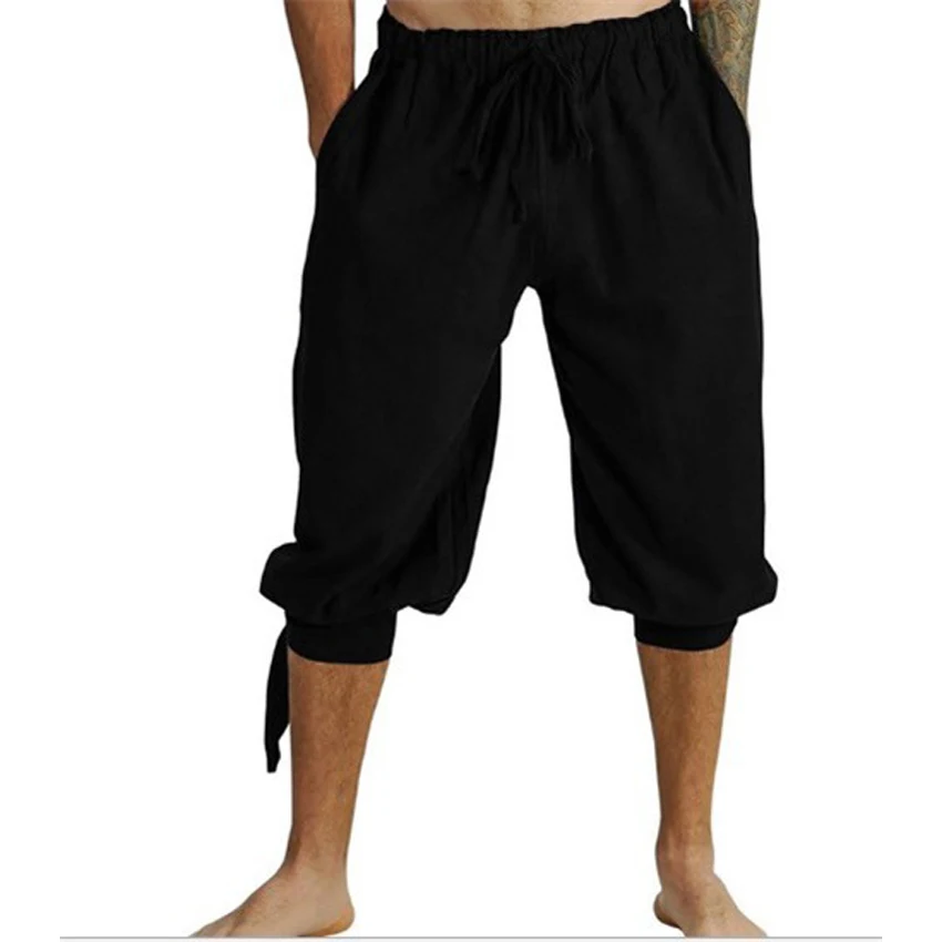 Стимпанк мужские укороченные брюки Ренессанс пират капри средневековый средний