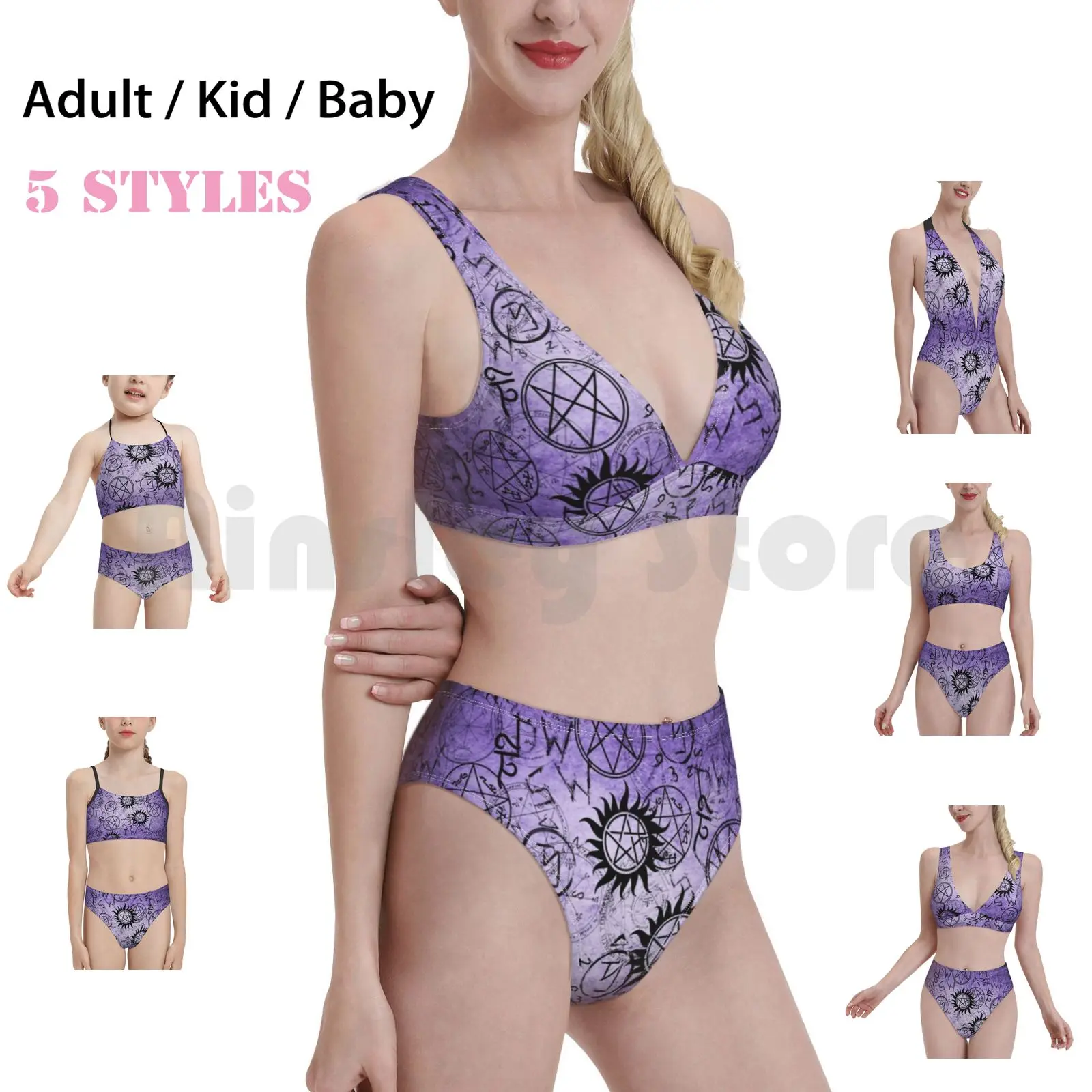 

Сверхъестественный Фиолетовый купальник бикини с подкладками и высокой талией Сверхъестественное Spn семья Дин Сэм Cas Castile Winchester Love
