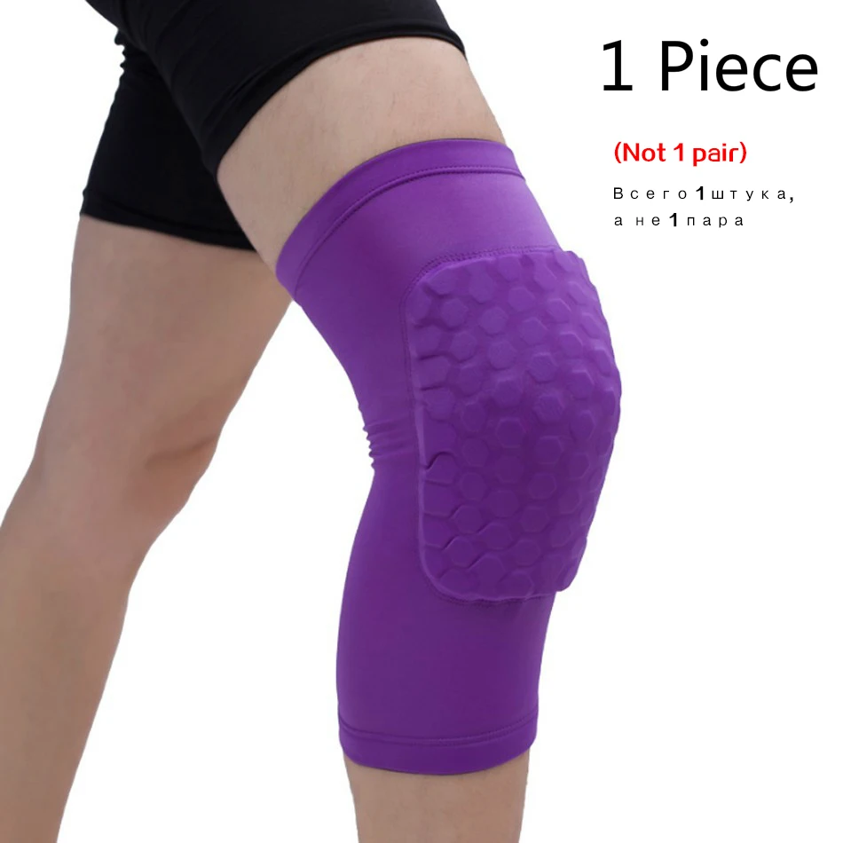1PCShort Knee Purple Стоящий 1 шт. баскетбольные наколенники протектор компрессионный рукав соты фиксатор из пенопласта наколенники фитнес снаряжение волейбол поддержка - Цвет: 1PCShort Knee Purple