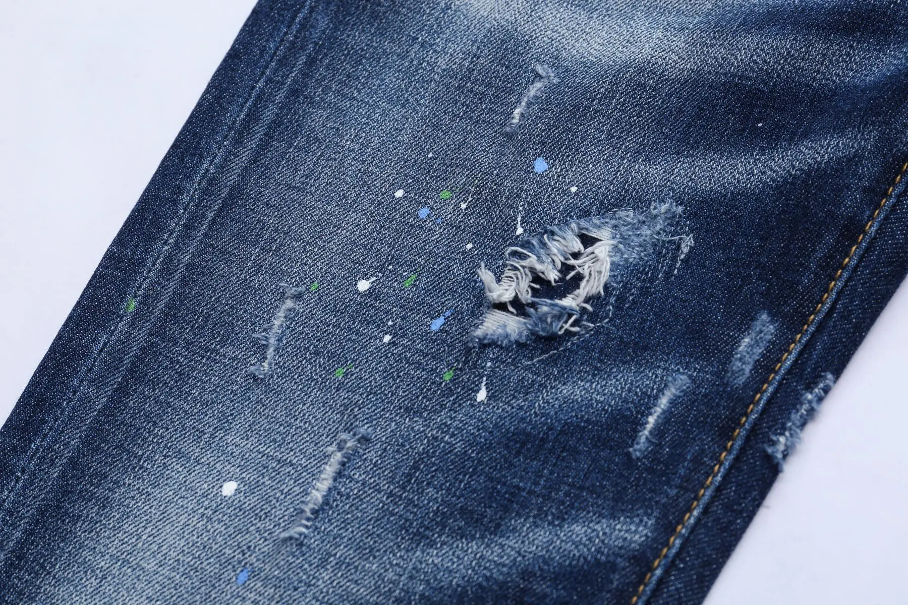 

New style trend wash low waist small foot quality student trend hole personality men's jeans long