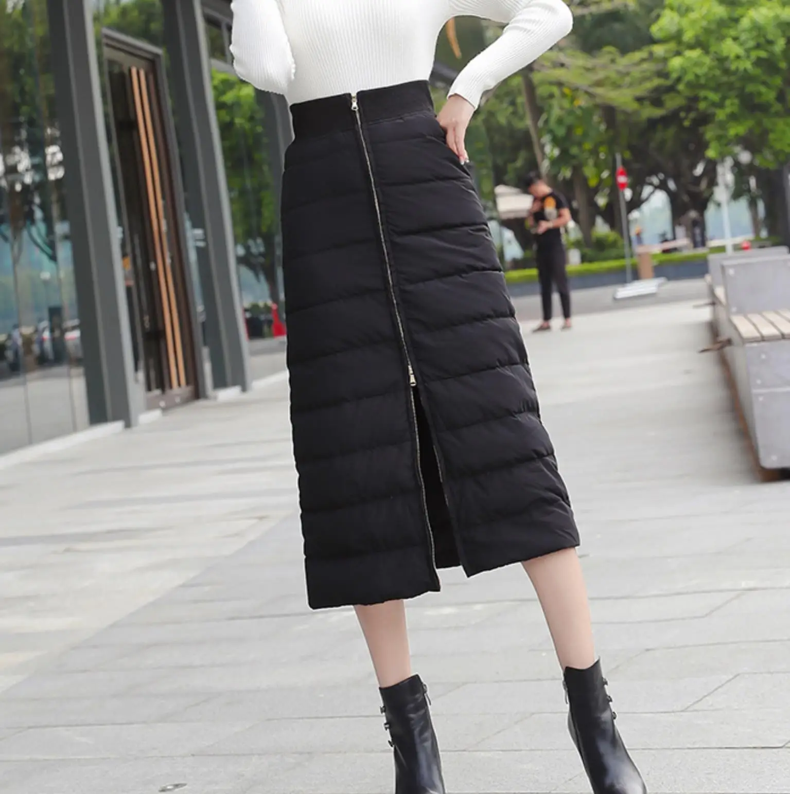 4XL хит продаж хлопковая юбка для женщин зимняя плюс размер на молнии тонкая