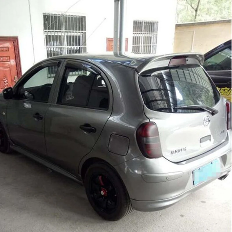 

Use For Nissan March 2010-2015 Year Spoiler ABS Plastic Carbon Fiber Look Rear Trunk Wing Car Body Kit Accessories