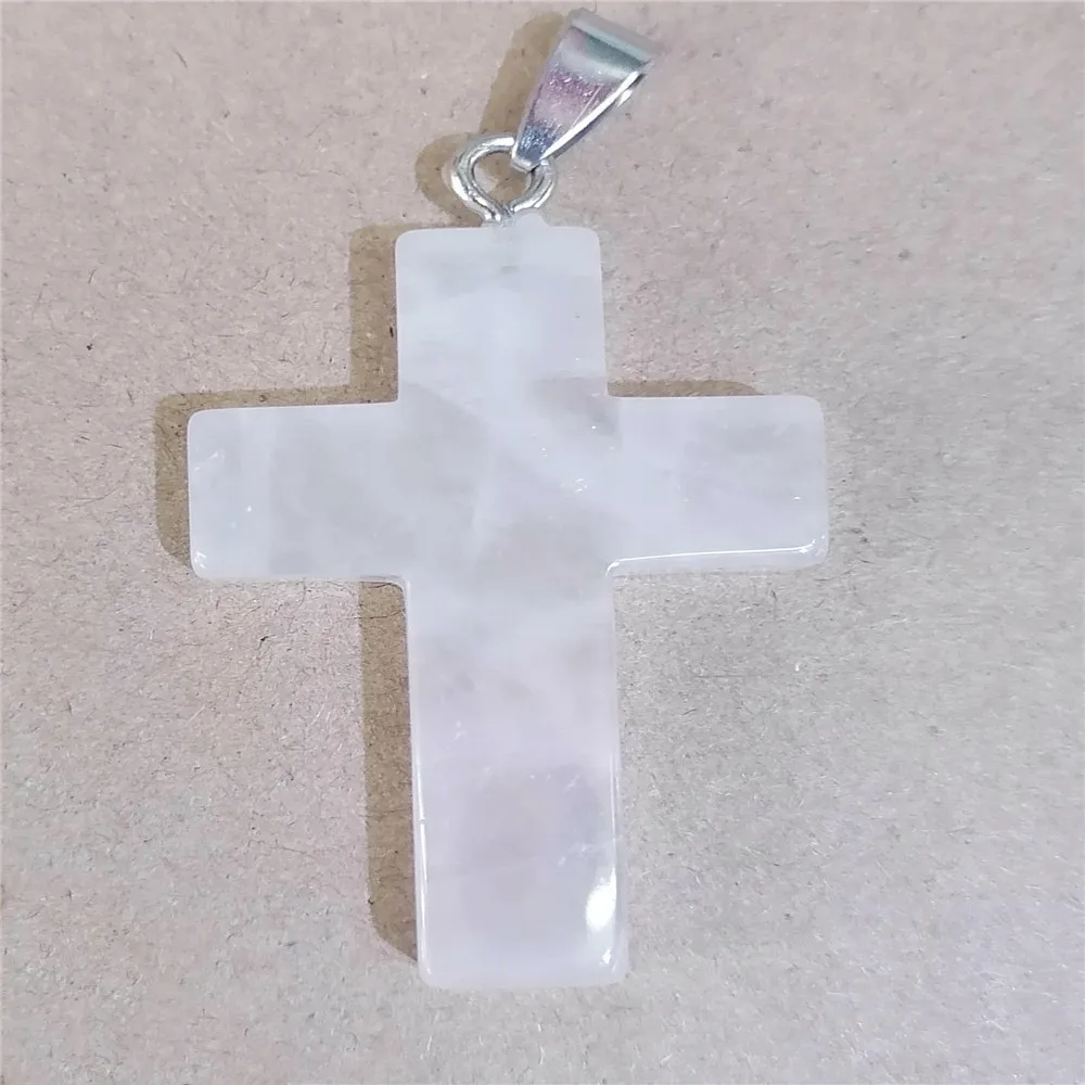 

4 шт. 40x28x8 мм натуральный белый кристалл крест ручная резьба DIY ожерелье ювелирные изделия рейки фотобусины подарок