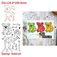 triangle animal puzzle bear words new transparent clear silicone stamp dies for diy scrapbookingphoto album decor card making