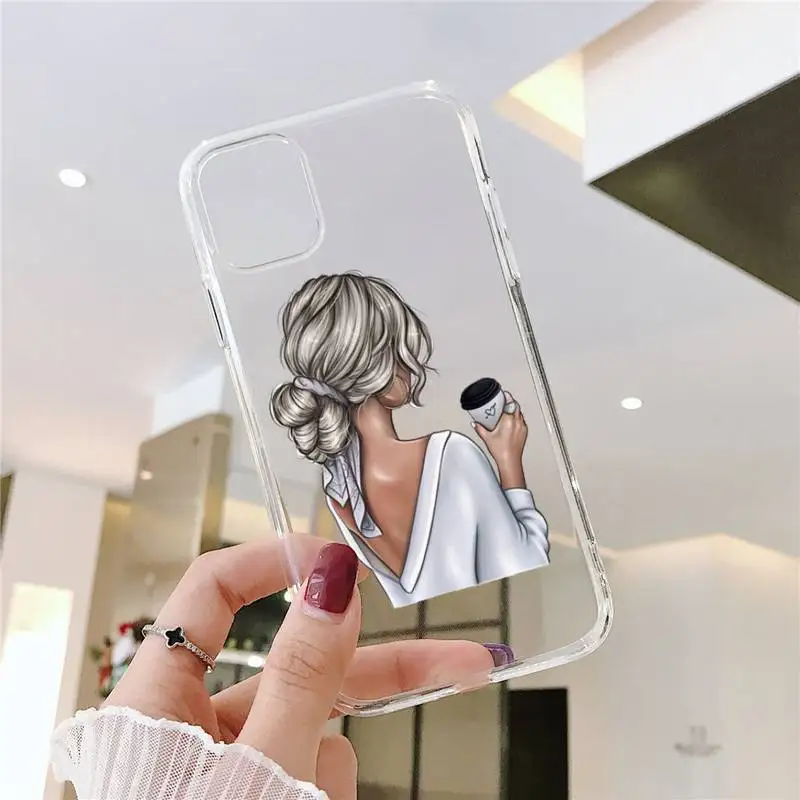 

Beautiful girl rear view ins Phone Case Transparent soft For iphone 5 5s 5c se 6 6s 7 8 11 12 plus mini x xs xr pro max