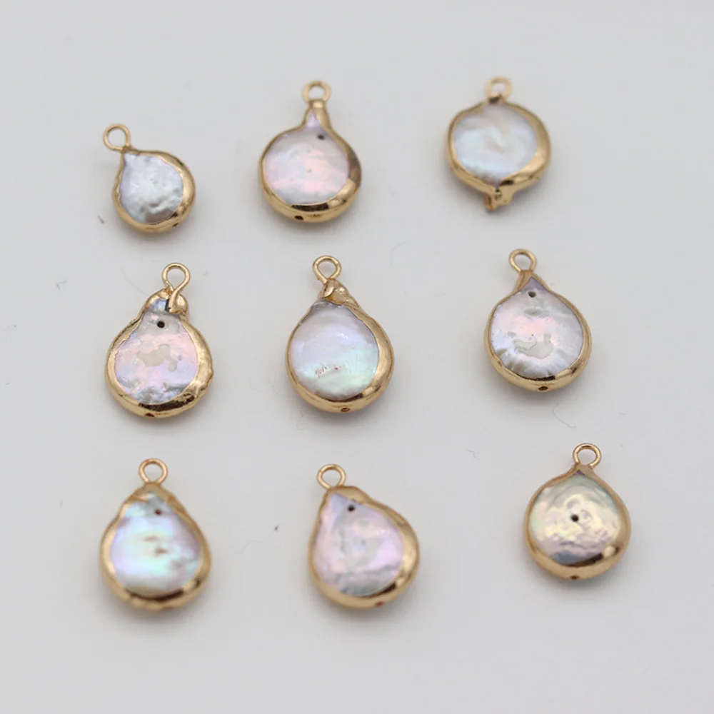 

5PCS Natural Pearl Pendant Oblate Shape For DIY Bracelet Design Sparkling Jewelry 10x15-12x18mm