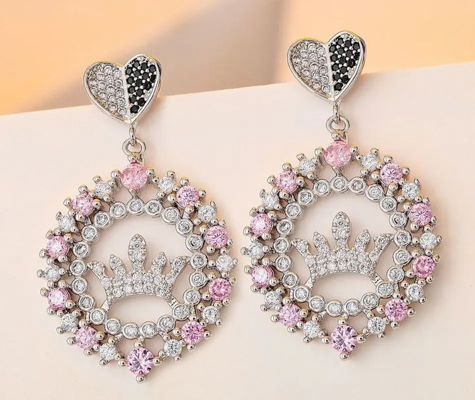 Япония и Южная Корея Простой Модный красная Роза Циркон Серьги 925 Серебряные иглы