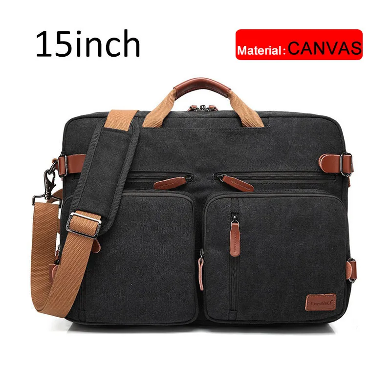 Black canvas 15 inch 17 дюймов трансформируемый портфель, мужская деловая сумка, сумка-мессенджер, повседневная сумка для ноутбука, многофункциональные дорожные сумки для мужчин, большие XA161ZC - Цвет: Black canvas 15 inch