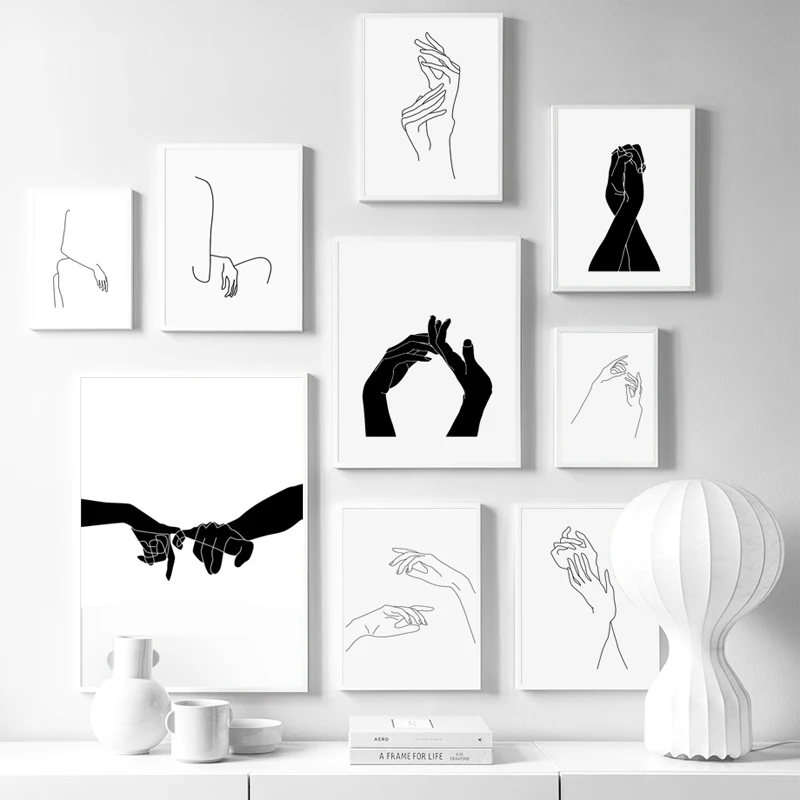 

Minimalism Lady Line Black And White Hand Canvas Printings Sketch Art Wall Canvas Painting Nordic Posters Modern Home Decor