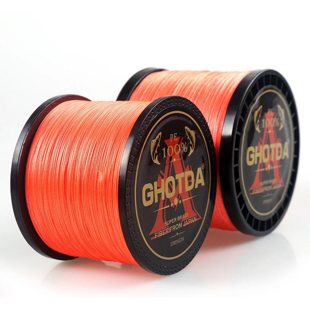 Плетеная леска GHOTDA 4 нити оранжевые 300 м 500 1000 шнур linha multifilamento плетения для