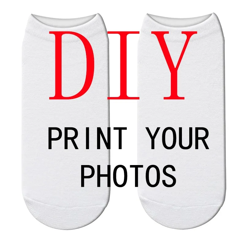 Фото Индивидуальные носки с 3D-принтом для мужчин и женщин милые короткие сделай сам