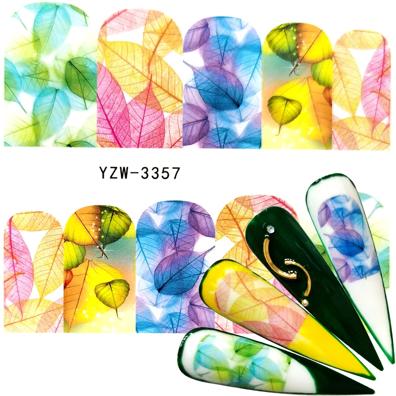 

YWK 1 лист для дизайна ногтей, водная наклейка, Весенняя тема, Слайдеры для ногтей, декоративные кончики, цветной лист, узор, наклейка для ухода...