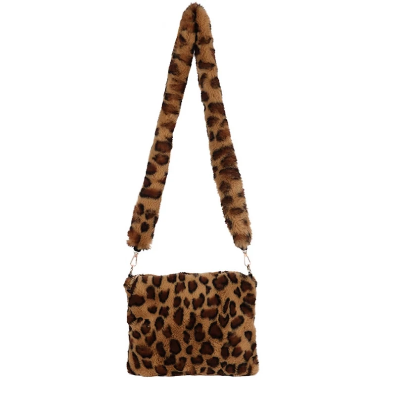 

Women Ladies Leopard Print Crossbody Shoulder Bag Plush Tote Purse Handbag Purse Messenger Satchel