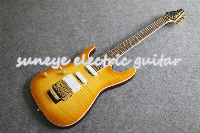 Custom Shop левша на заказ гитара электрическая тигр зерна отделка золото