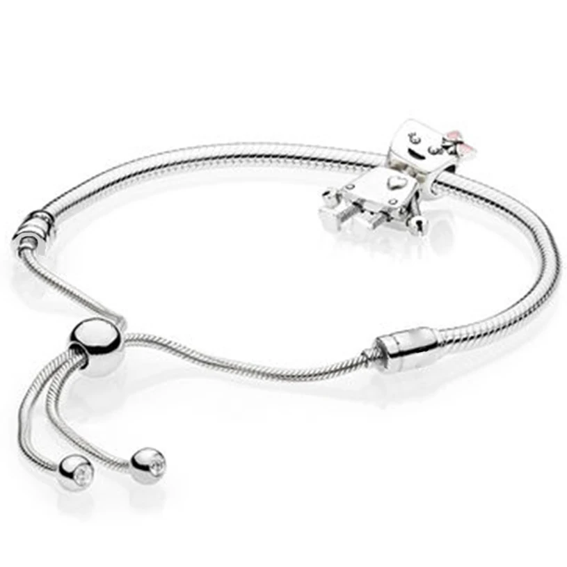 

NEW 100% Sterling Silver Brand New 1:1 Passion Charm Robot With Bracelet Set for 2018 Shine Original Design Gift For Women