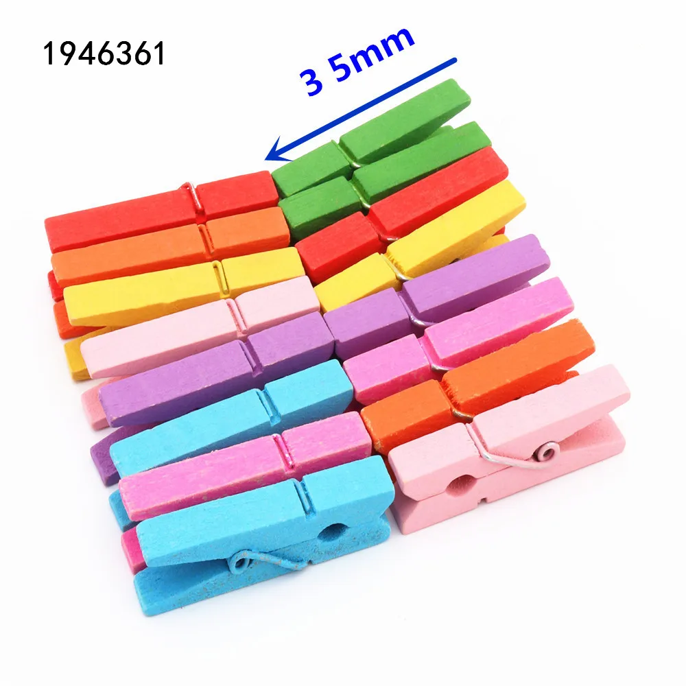 16pcs 35mm 25 мм, 35 мм, 45 мм, 60 мм, 72 мм, цветные деревянные зажимы для фотографий, прищепки, декоративные зажимы, школьные офисные зажимы - Цвет: 16pcs 35mm