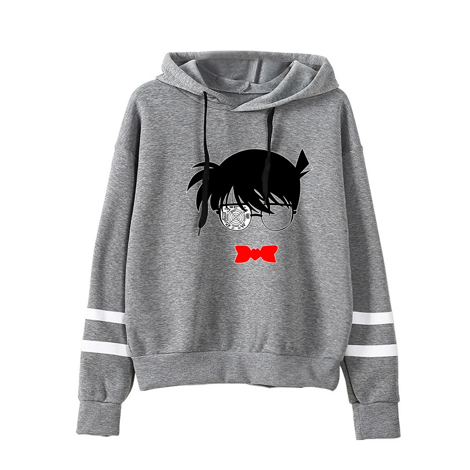 Grey Detective Conan Fashion Print Case Closed Hoodies Outwear Sweatshirt Casual Unisex Soft Streetwear Trendy Hot sale Clothes - Цвет: Grey