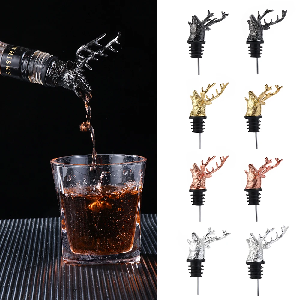 

Zinc Alloy Deer Head Wine Pourer Unique Stag Wine Bottle Stoppers Wine Aerators Bar Tools Party Supplies Kitchen Accessories