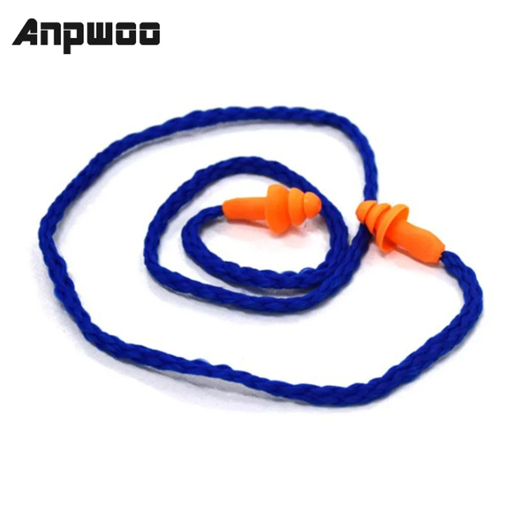 

ANPWOO 1/2/5/10pcs Soft Silicone Corded Ear Plugs ears Protector Reusable Hearing Protection Noise Reduction Earplugs Earmuff