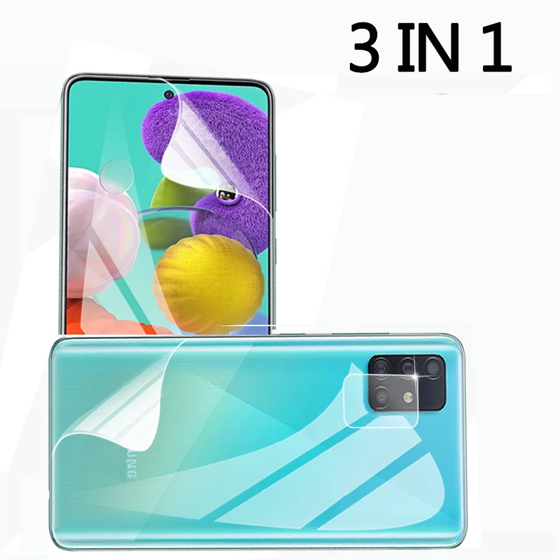 3 в 1 Передняя и задняя пленка для Samsung Galaxy A51 A71 Гидрогелевая на Samsun A11 A21 A31 A41 мягкая