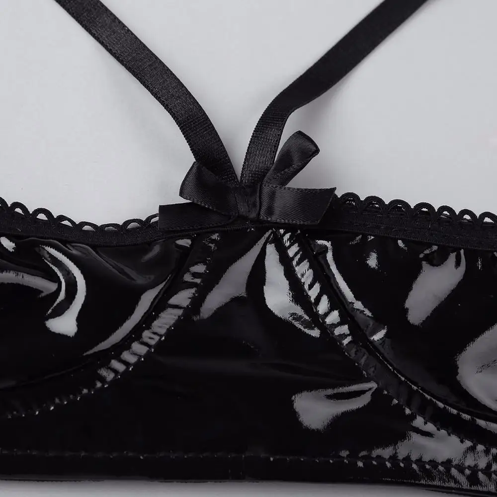 Женский кожаный бюстгальтер FEESHOW без косточек из латекса пикантное нижнее белье