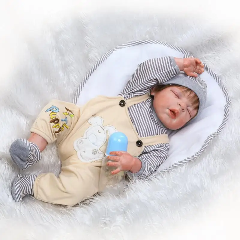 Реалистичные детские куклы Bebe Reborn силиконовые для мальчиков полное тело 22 дюйма
